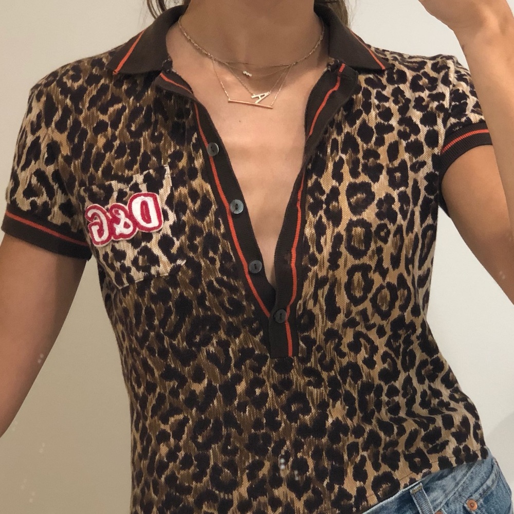 Vintage Dolce&Gabbana cropped leopard polo